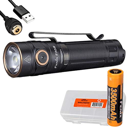 Fenix E30R 1600 Lumen USB Rechargeable EDC Flashlight with LumenTac Battery Organizer