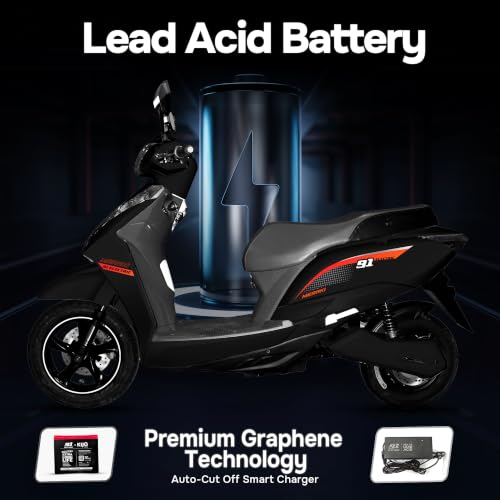 Image of 91EV Meraki Premium Low-Speed EV Scooter with 72V 32.9Ah Lead Acid Battery & Charger | Powerful BLDC Motor | 60-70km Range, LED Display & Tubeless Tires | No RTO & License | Remote Key | Black