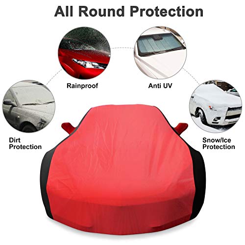 Image of KAKIT Waterproof Car Cover Custom Fit for 2005-2013 C6 Stingray, UV Resistant Fade-Proof Cover for Chevy Corvette, Indoor & Outdoor Use (Red & Black Combo)