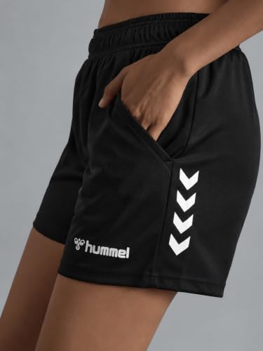 Image of hummel Evy Solid Regular fit Polyester Shorts for Women Comfortable Breathable Fabric Stretchable for Everyday Use Ideal for Yoga Training Gym Running or Performance