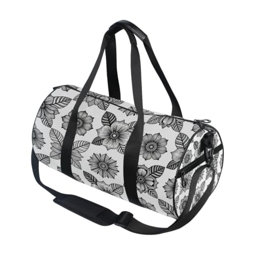 Bolsa de lona para viajes y deportes con patrón floral vintage para hombre y mujer
