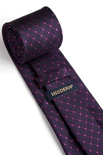 Image of HISDERN Polka Dot Ties for Men Classic Silk Ties and Pocket Square Formal Business Necktie Handkerchief Wedding Party