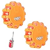 Dhqkqg Warnleuchte, 2 Stück Warnleuchte mit Magnet, Haken, und 9 Blinkend Leuchtmodi, Orange