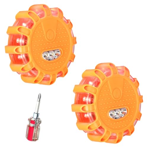 Dhqkqg Warnleuchte 2 Stück Warnleuchte mit Magnet Haken und 9 Blinkend Leuchtmodi Orange
