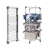 Iside Stendibiancheria a Torre Stendino Elettrico con 3 Piani Riscaldanti Stendi Biancheria richiudibile 300 Watt