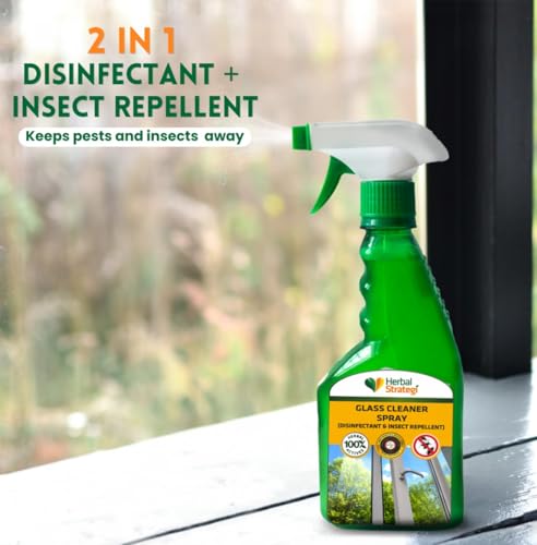 Herbal Strategi Glass Cleaner Spray Made With Lemongrass, Bhutika Oil, Devadaru Oil, Sarala Oil, 500Ml (Pack Of 2)