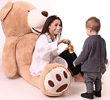 MKS XXL Teddybär mit Waschbarem Bezug | 200 cm Kuschelbär | Riesen Teddy mit strapazierfähigem Reißverschluss | Großer Teddybär mit plüschigem Polyester | Hypoallergenes Kuscheln mit XXL Kuscheltier