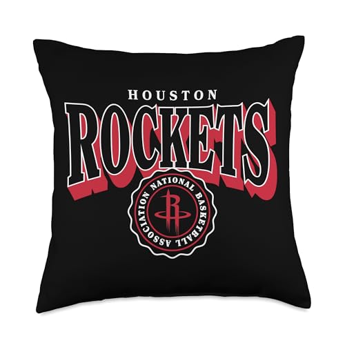 NBA - Houston Rockets Arched Crest Black Red And White Throw Pillow