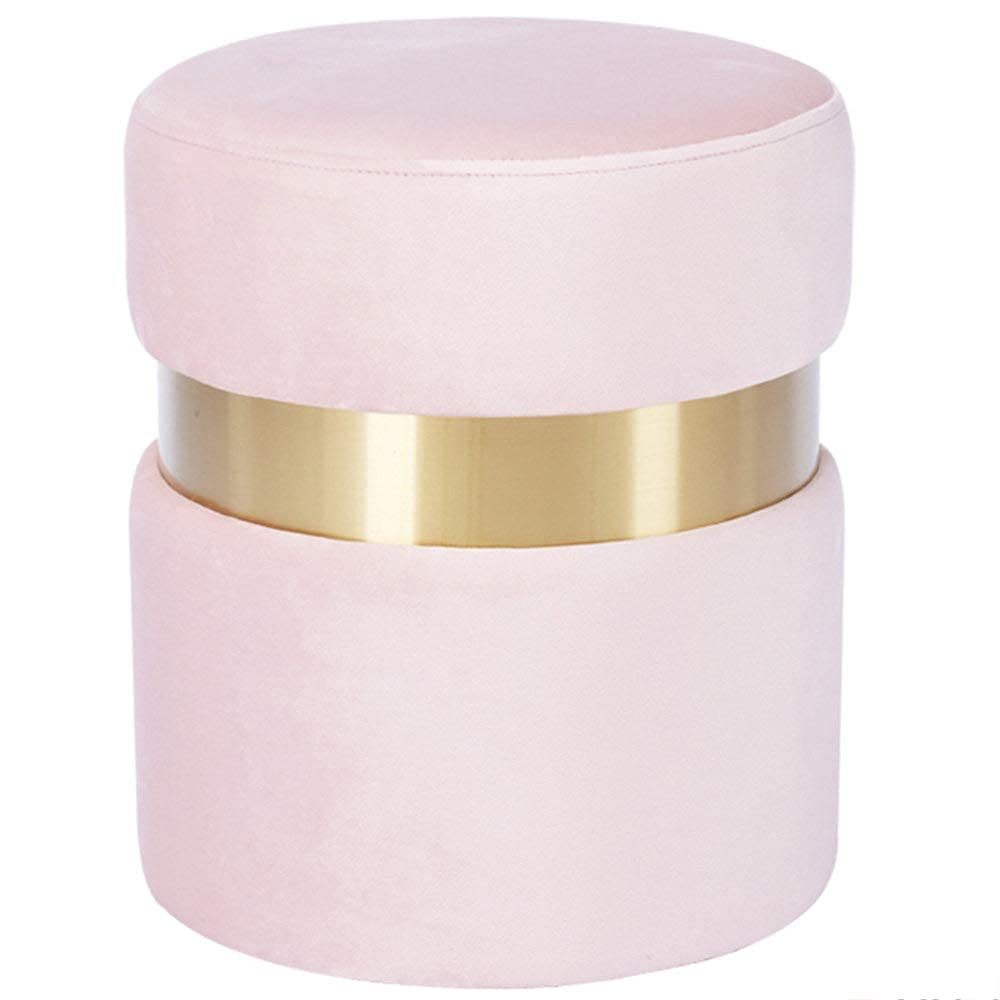 Pouf repose-pieds en velours rose, tabouret cube et table de chevet de chambre