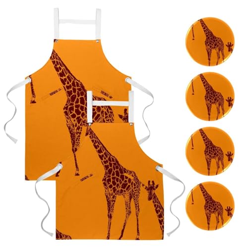 Tablier de serveuse girafe pour cuisine et bistrot lot de 2