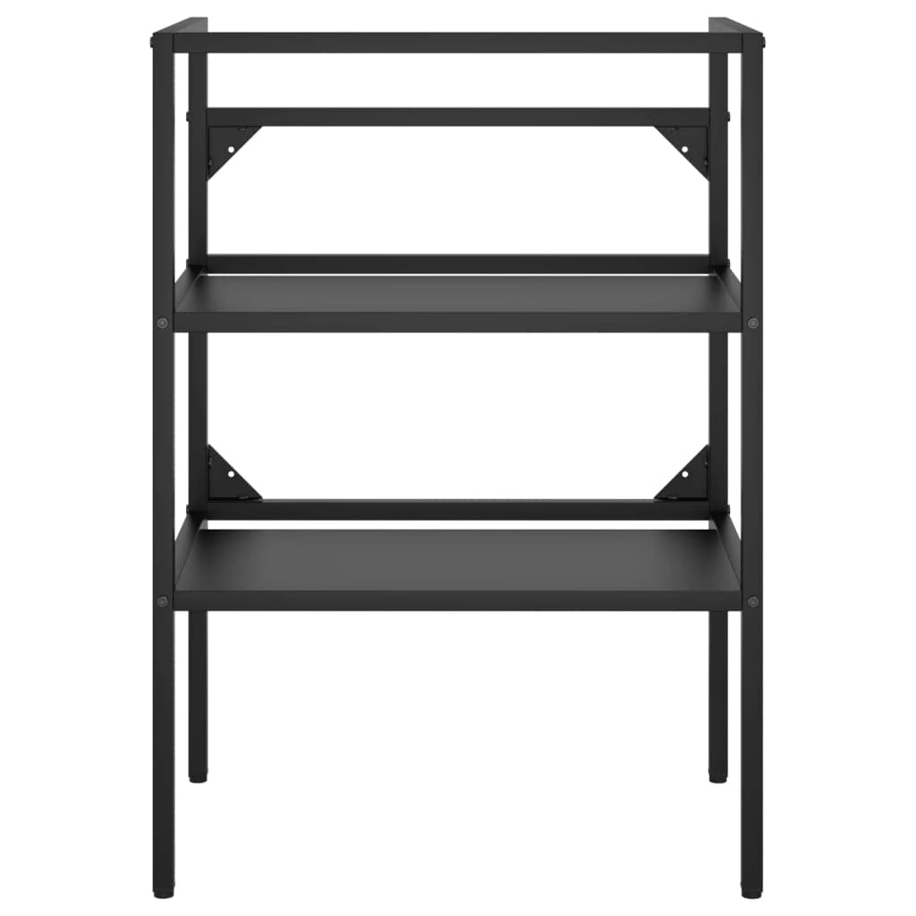 Bastidor de lavabo, negro, 59 x 38 x 83 cm, caja de almacenamiento de hierro con recubrimiento en polvo, resistente a la intemperie, toallero duradero