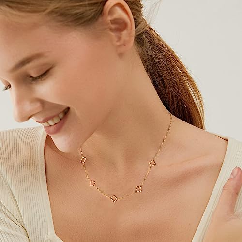 18K Gold Plated Four Leaf Clover Necklace Exquisite Gold Four Leaf Clover Necklace Stainless Steel Flower Lucky Pendant Dainty Jewelry Gifts4