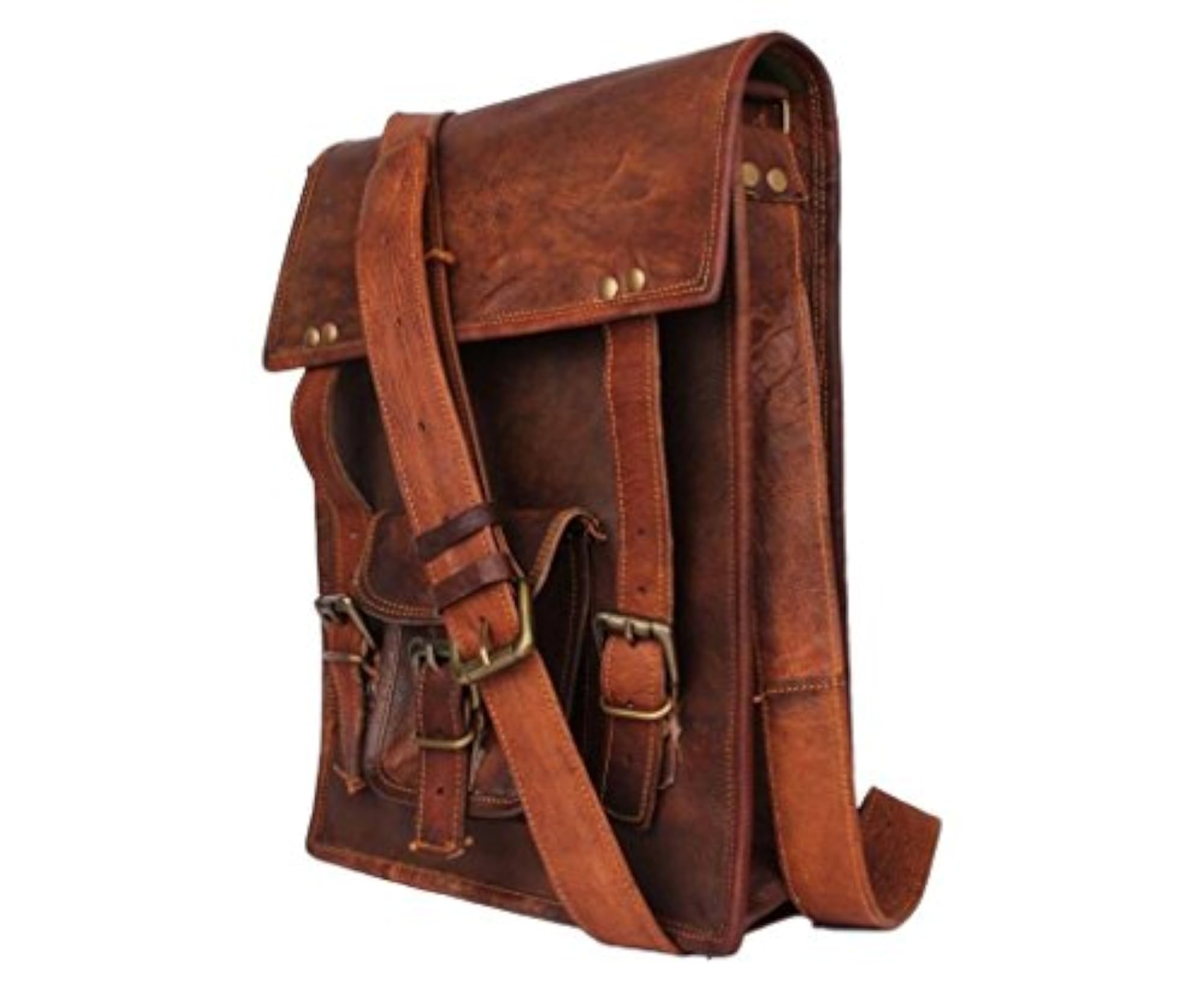 Trendy Sling Leather Messenger Bag, Unisex