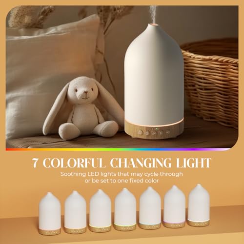 SALKING Humidificador Aceites Esenciales de Cerámica, 200ml Difusor de Aromaterapia con 20 Sonidos de Ruido Blanco, Humidificador Ultrasónico con Temporizadores, el Hogar, Oficina, SPA, Bebé - imagen 3