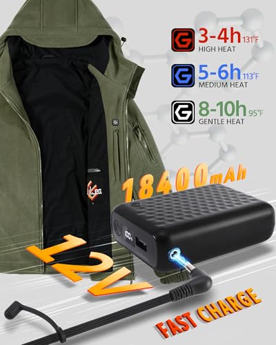 Image of Wulcea Graphene Heated Fleece Jacket for Men 12V Fast Charge 18400mAh Large Capacity