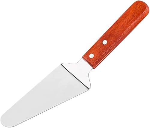 Miniatura 2 de Servidor de pizza con mango de madera, acero inoxidable, espátula de pala triangular, antideslizante, fácil de agarrar, espátula de pizza, pastel,