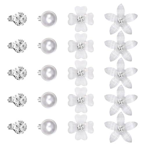 Piriuuo 20 pinces à cheveux blanches petites fleurs avec strass, petits accessoires décoratifs pour cheveux pour filles et femmes