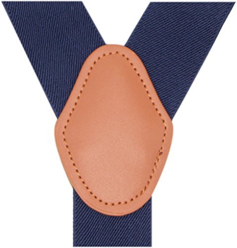 Bioterti Men's Y-Shaped Heavy Duty Suspenders - 6 Metal Clips, Elastic Straps (Navy) #TOP1