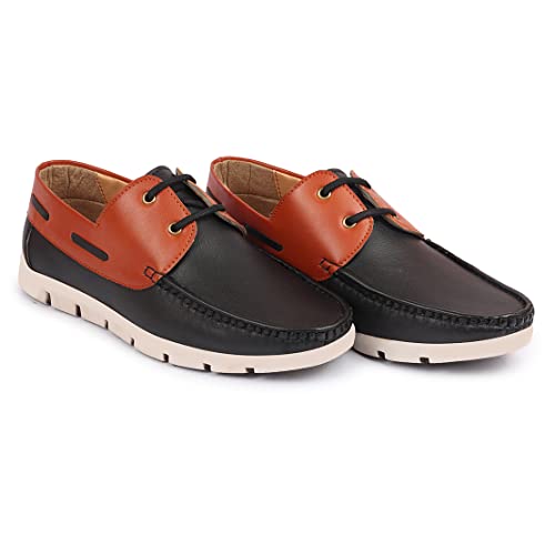 Image of FAUSTO Men's Side Lace Stitched Lace Up Boat Shoes