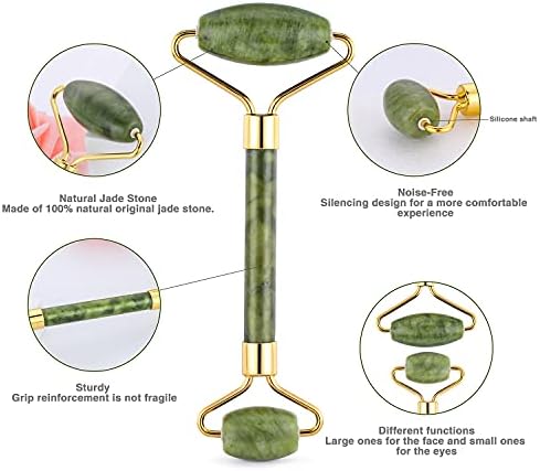 ASTOFLI Gua Sha Stone & Face Roller Christmas Gifts for Women, Jade Roller and Gua Sha Set, Face Massager Jade Stone Facial Roller for Eye Puffiness, Skin Tightening, Rejuvenation of The Face and Neck