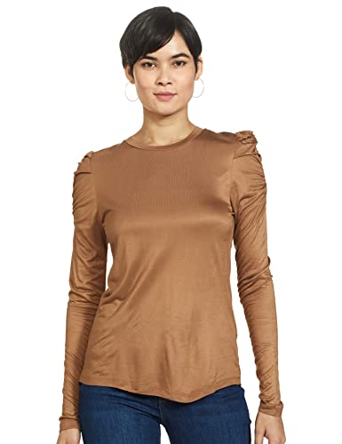 Image of Marks & Spencer Womens Solid Viscose Crew Neck Regular Fit Long Sleeve Top