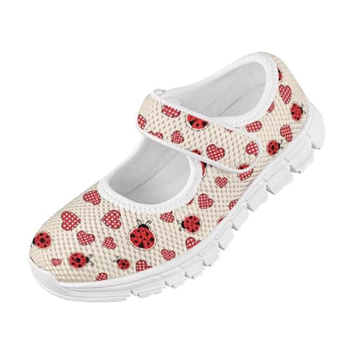 JoyLamoria Red Ladybug Girls Slip on Barefoot Shoes Toddler and Little Girls Flats Shoes Lightweigth Walking Shoes Mary Jane Sneakers4