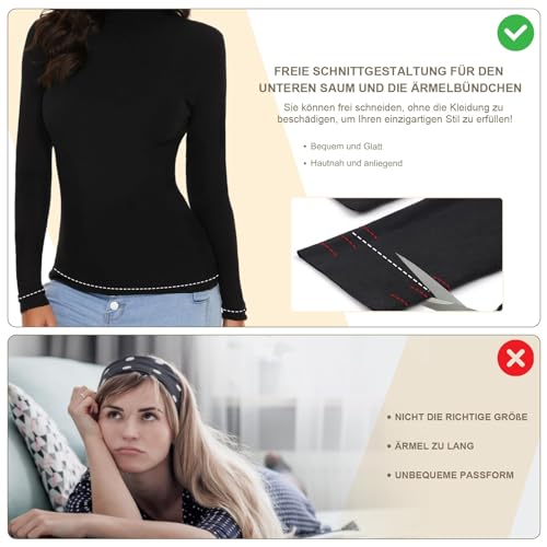 SIMIYA Basic Damen Thermo Rollkragenshirt Rollkragenpullover Slim Fit Thermounterwäsche Oberteil mit Plüschfutter Kuscheliger Langarmshirt Top Mock-Ausschnitt(Schwarz,M)