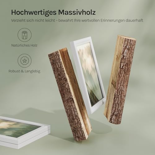 WOLTU Bilderrahmen 50x70, 3er set, Massivholz Fotorahmen mit Passepartout – Ansicht 4