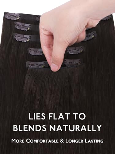 Image of WENNALIFE Invisible Edge Seamless Clip in Hair Extensions Real Human Hair
