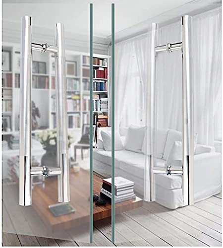 Poignée de porte coulissante push-pull en inox pour entrée de commerce