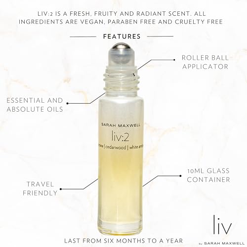 Sarah Maxwell Beauty - Liv:2 Luxury Perfumed Oil | Fragrance for Women - Vegan, Cruelty-Free, Paraben-Free, Roll on Clean Beauty Perfume Oil, Notes of Jasmine, Cedarwood, White Amber (10ml) - Image 4