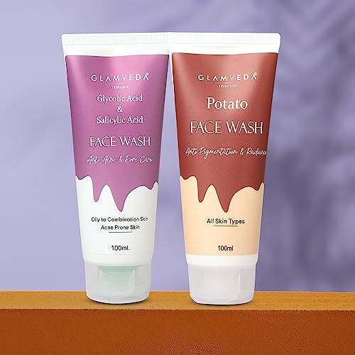 Glamveda Glycolic & Salicylic Acid And Potato Anti Pigmentation Face Wash (200ml) | For Reduces Dark Spots & Blemishes Tanning | For Men & Women | All Skin Types