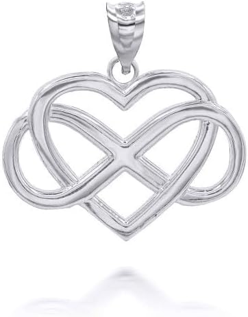 Heart with Infinity Pendant Necklace Real Solid 10K Gold