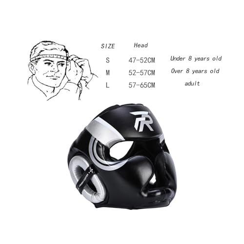QSTDGVPW Casco de Boxeo, Protección para La Frente Y Los Oídos, Transpirable, Ajustable, Protección Facial Completa para Taekwondo MMA, Niños Y Niñas, Plata L - imagen 5