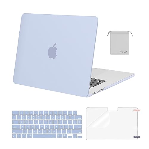 Image of MOSISO Compatible with MacBook Air 15 inch Case M4 M3 M2 2025 2024 2023 Release A3241 A3114 A2941 with Touch ID, Plastic Hard Shell Case&Keyboard Cover&Screen Protector&Storage Bag, Pastel Blue