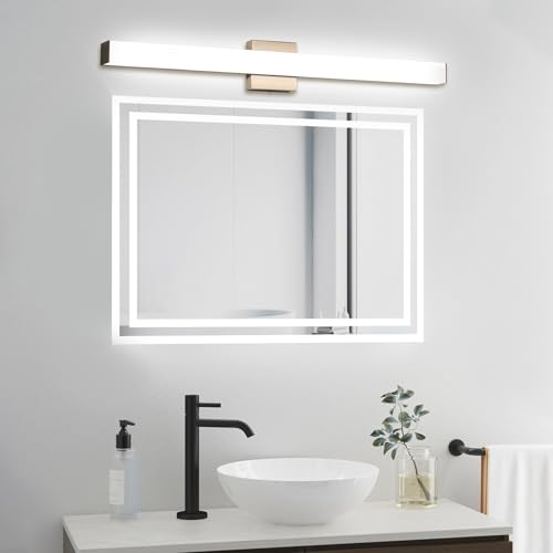 Image of Bathroom Vanity Light Brushed Nickel Square LED 24 inch 14W 4000K Natural White Light Wall Bar Lighting Fixtures Over Mirror (Brushed Nickel, 31.5in 4000K Dimmable)