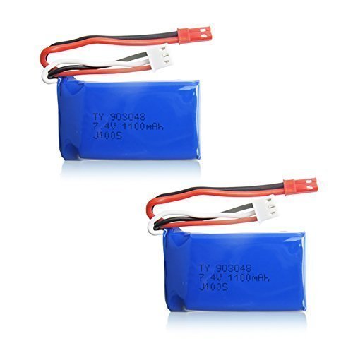 LUFEIS 2 lithium-ion batterijen 7,4 V 3000 mAh, met T-stekker met USB- oplader, RC-truck en RC tank