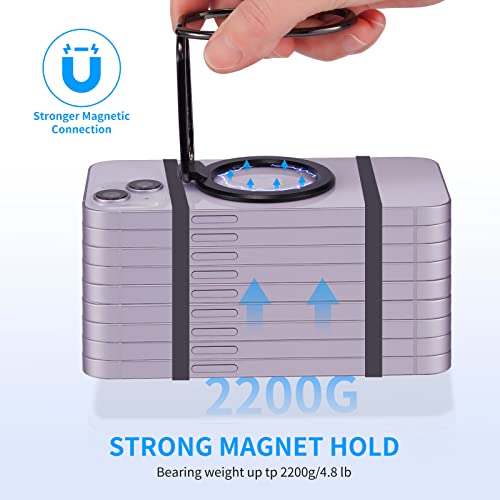 Image of Magnetic Phone Ring Holder, Removable Grip & Kickstand for MagSafe
