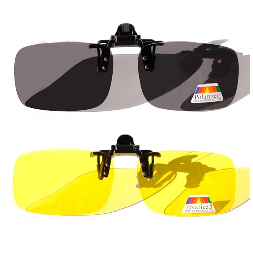 Sehnsucht Clip on Sunglasses for Men Women Polarized Dirving Clip on Night Vision Sunglasses Over Prescription Glasses