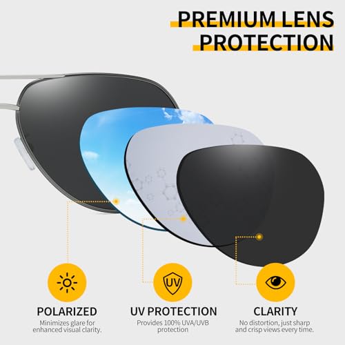 Aviator Sunglasses Men Retro Polarized UV400 Spring Hinges TR90 Lightweight Premium Glasses3