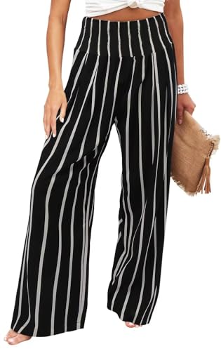 JZC Women's Palazzo Lounge Pants Stretchy Wide Leg Casual Pants Comfy High Waist Flowy Pants S-3XL