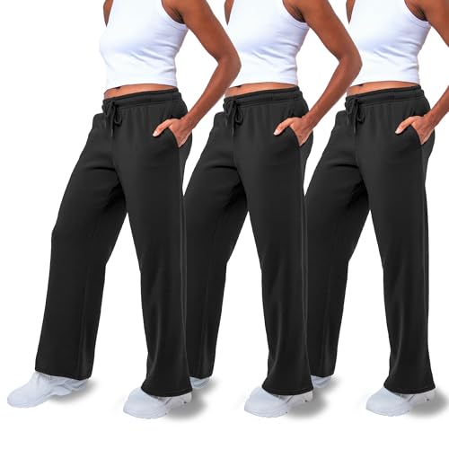 3 Pack Sweatpants Women, Straight Leg Womens Sweatpants, Workout - Yoga Pants (Available in Plus)