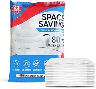 Vacuum Storage Bags  8 Pack Large PremiumReusable Double Zip Seal 80% Space Saver Vacuum Compression Bags for Clothes Pillows Blankets Duvets Bedding Travel Moving AirTight Sealer (80 x 60cm)