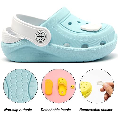 Dripdrop Girls Comfort Clogs Kids Slip On Garden Shoes Boys Lightweight Beach Pool Slide Sandals Shower Slipper Skyblue Wing/11 Little Kid thumb #2
