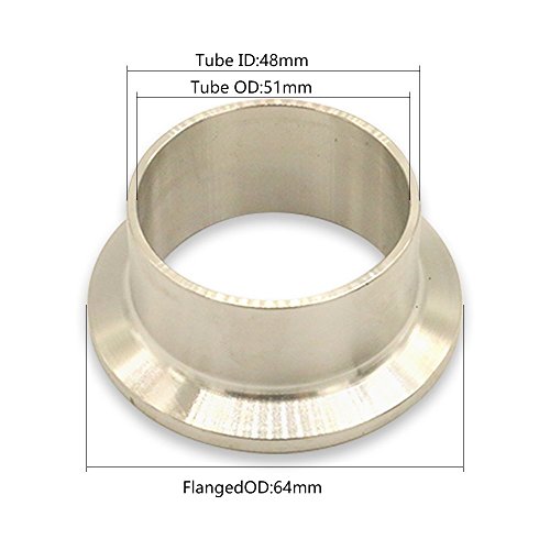 Tanboom Stainless Steel Tri Clamp /Tri Clover Clamp,2 Pcs Sus304 Sanitary Pipe Weld Ferrule + Ptfe Gasket Set,2 Inch #TOP6