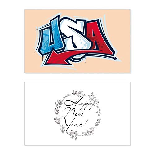 Tarjeta conmemorativa de Año Nuevo con graffiti americano; postal de felicitación con mensaje