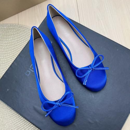 Image of TN TANGNEST Women's Velvet Flats Round Toe Ballet Shoes | Elegant Bowknot Flats Comfortable Casual Slip On Flats for Work