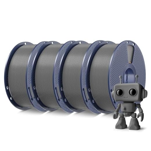 SUNLU 4KG High Speed PLA Meta Filament Bundle, PLA 3D Printer Filament 1.75mm ±0.02mm, Individually Vacuum Packed, 4kg Total, 1kg per Spool, Grey