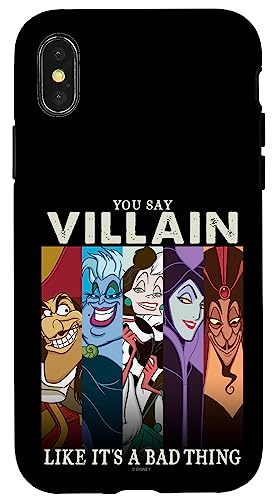 Coque iPhone X XS Disney Villains avec motifs de panneaux de personnages