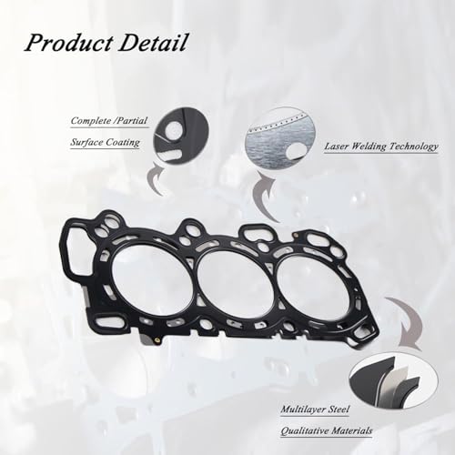 Image of AUCERAMIC 2ps MLS Cylinder Head Gasket Fit for 2010-2013 Acura MDX 2009-2012 RL 2009-2014 TL 2010-2013 ZDX 3.7L V6 SOHC, Replace # 12251RKG004 12251RYEA01 HS26587PT J37A1